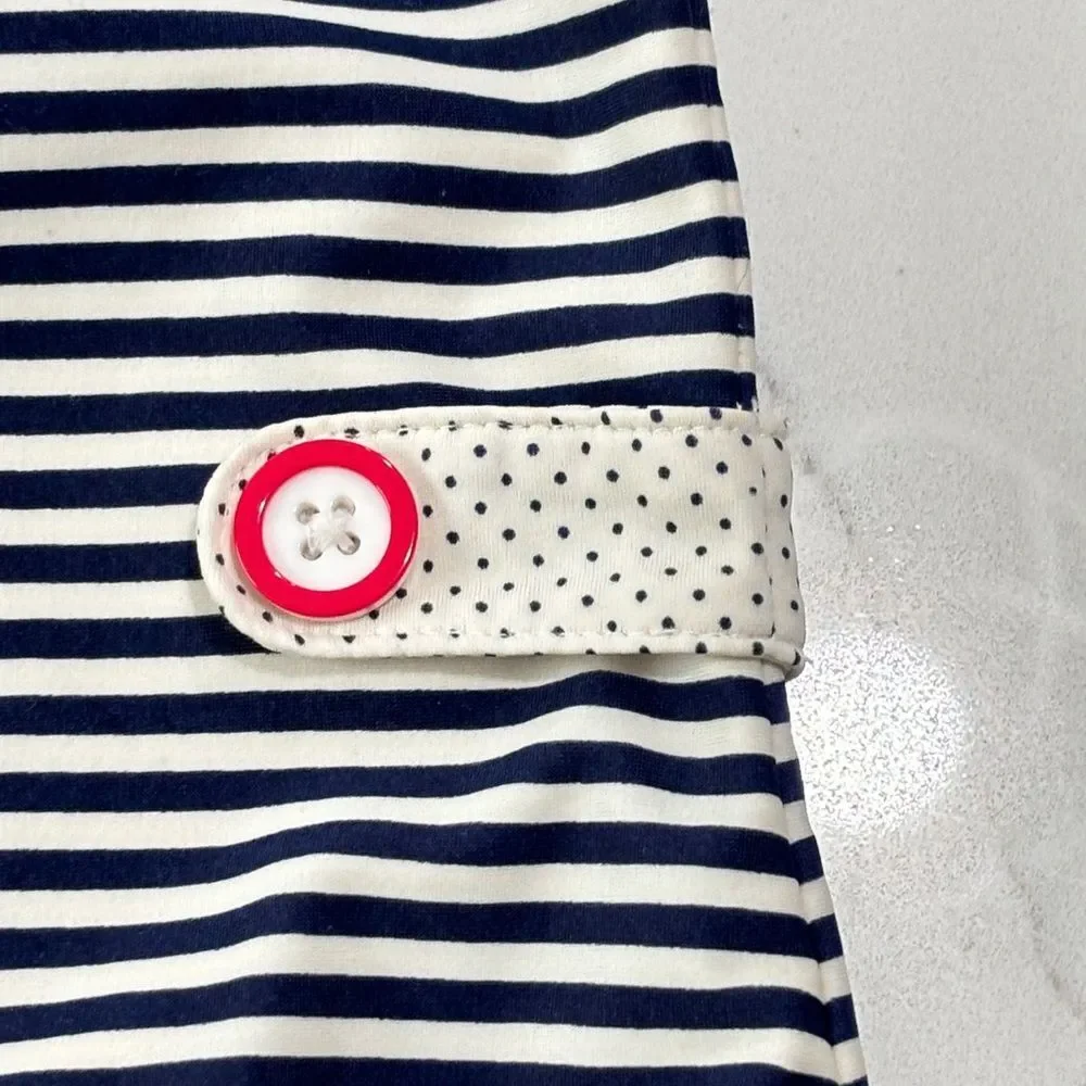 Janie And Jack One-Piece Swimsuit Nautical Stripes Polka Dot Buttons Size 12-18M